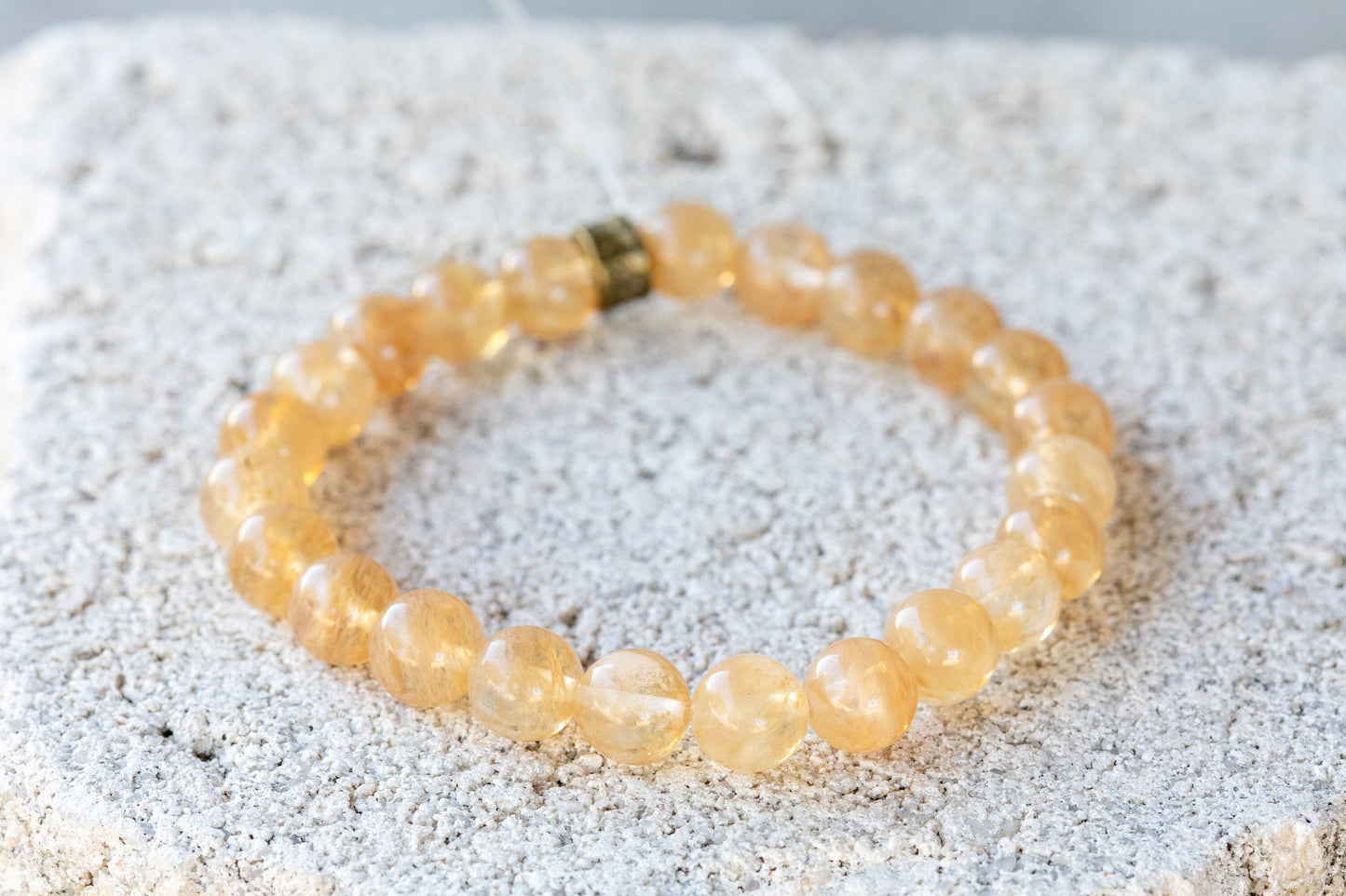 Rutilated & Phantom Quartz Gemstone Crystal Bracelet