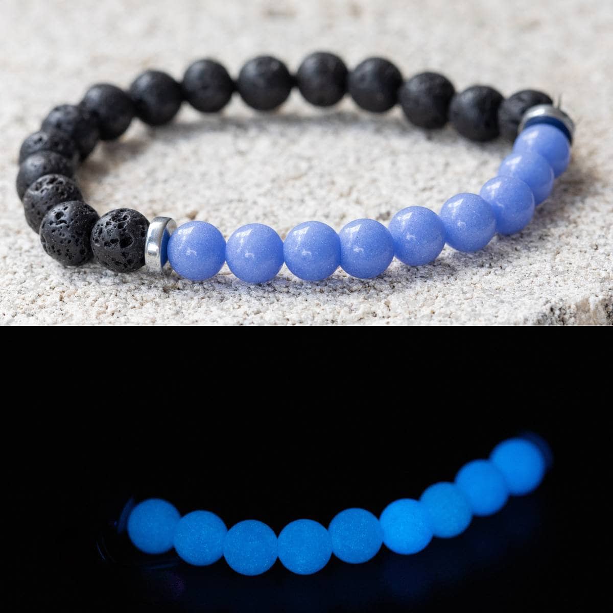 Glow-in-the-Dark Aragonite & Quartz Gemstone Crystal Bracelet