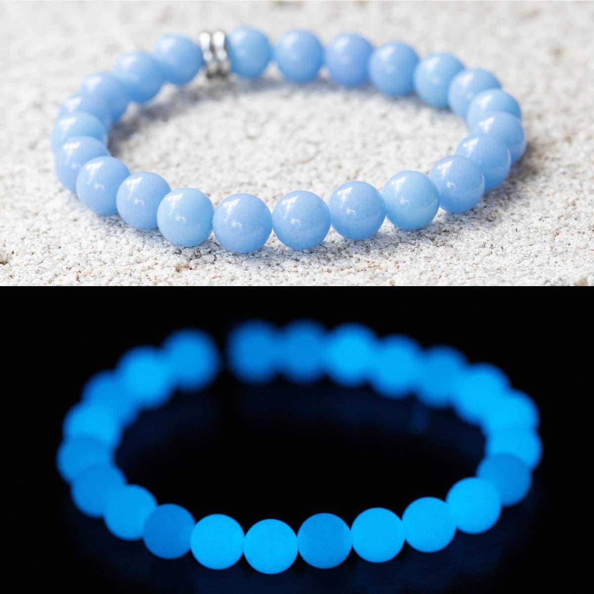 Glow-in-the-Dark Aragonite & Quartz Gemstone Crystal Bracelet
