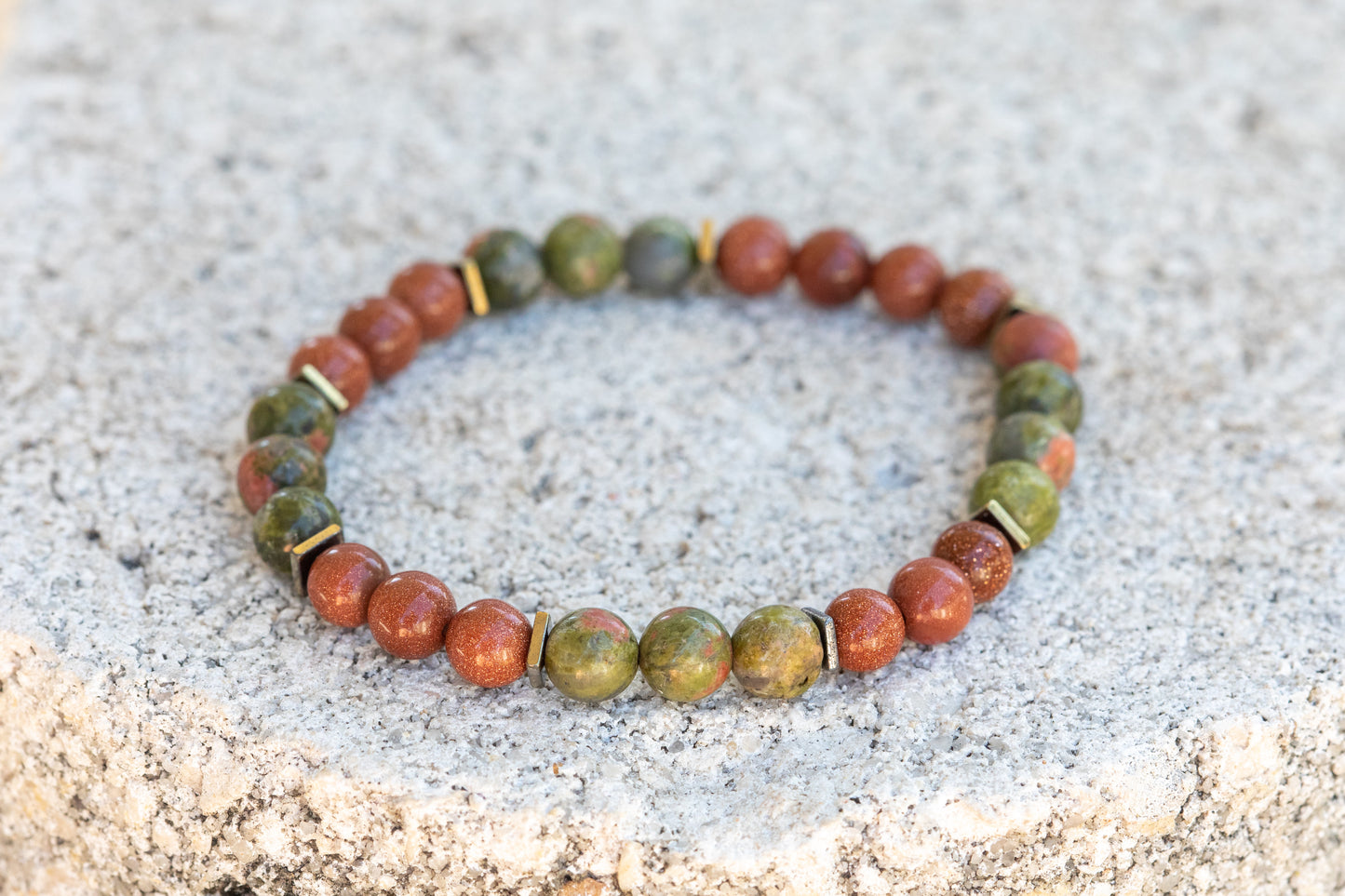 Unakite Gemstone Crystal Bracelet