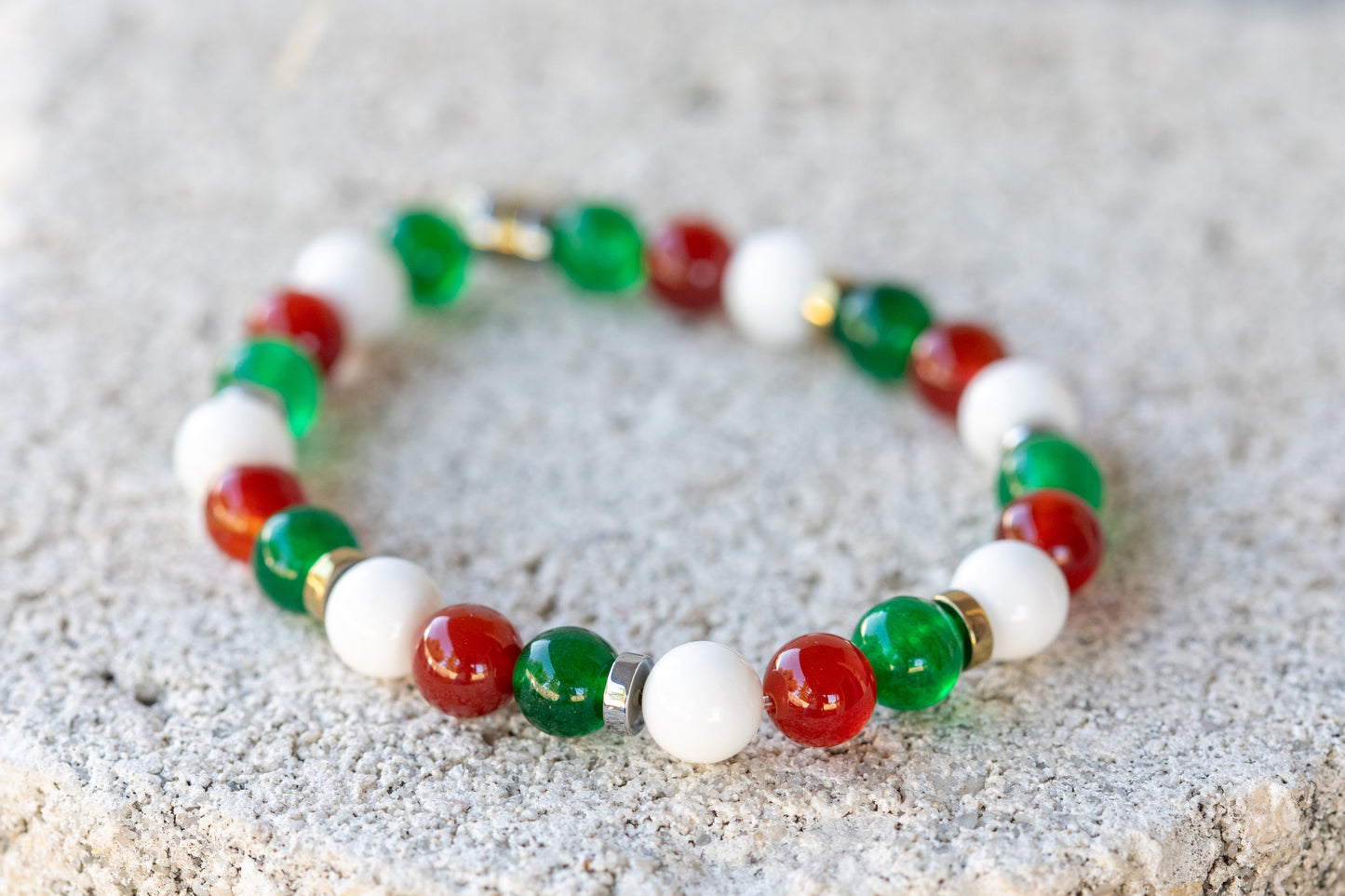 Christmas Holiday Gemstone Crystal Bracelet