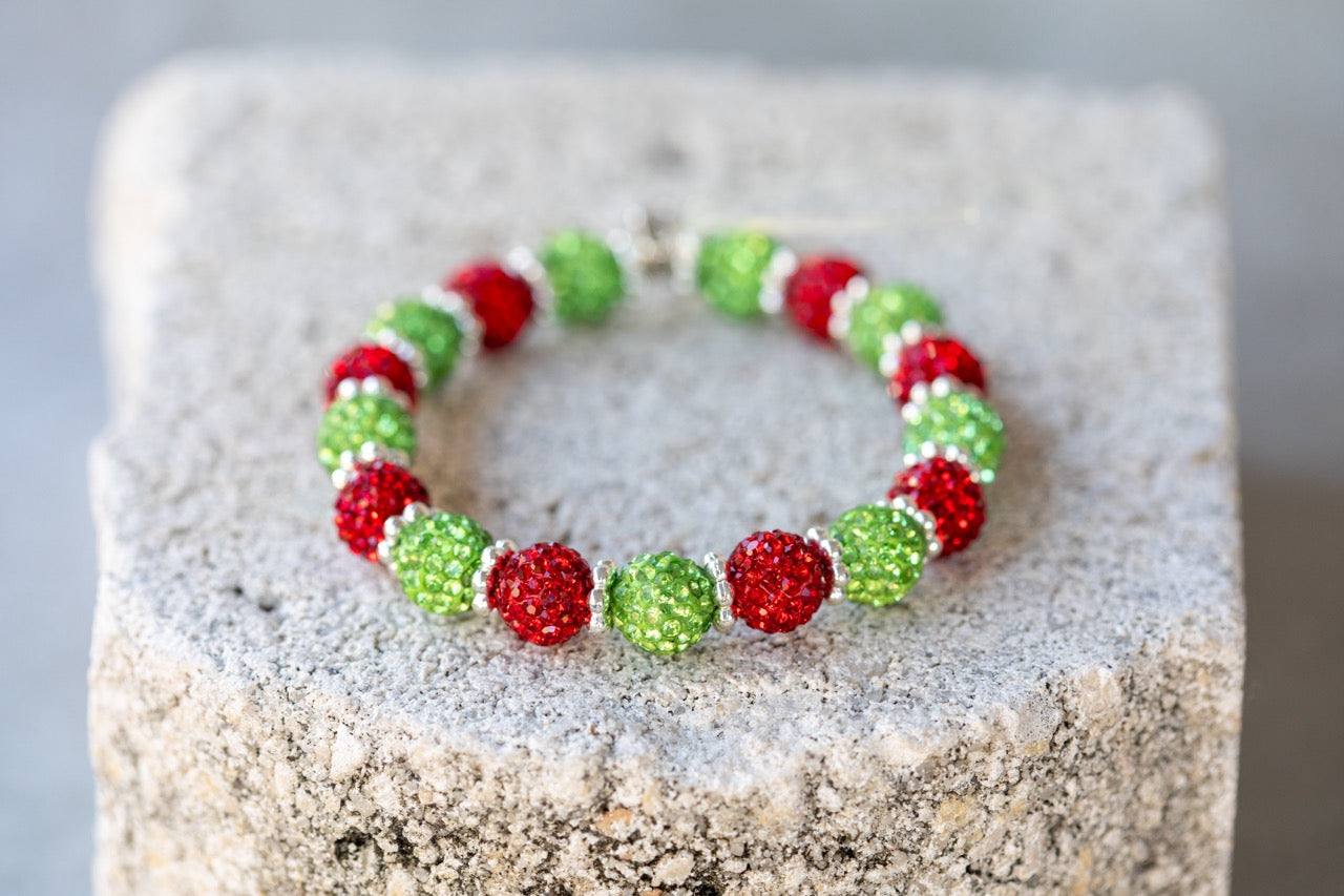 Christmas Holiday Gemstone Crystal Bracelet