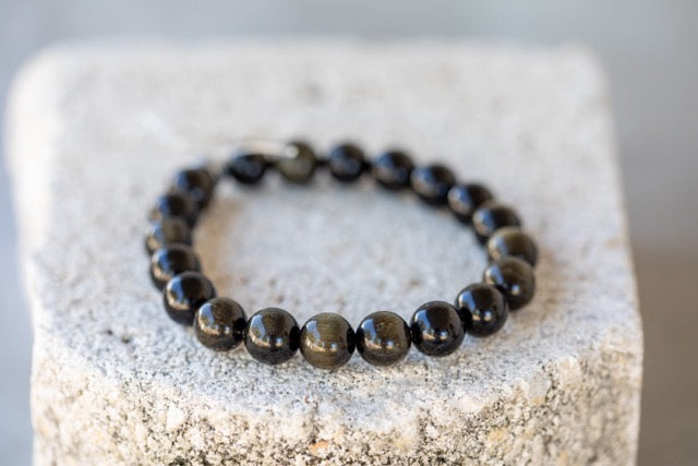 Obsidian Golden, Mahogany, Snowflake Gemstone Crystal Bracelet