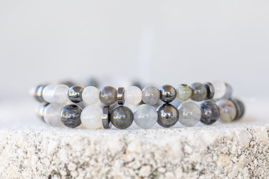 Gray Gemstone Crystal Bracelet
