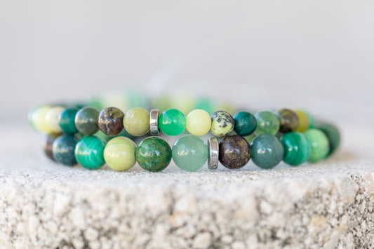 Green Gemstone Crystal Bracelet