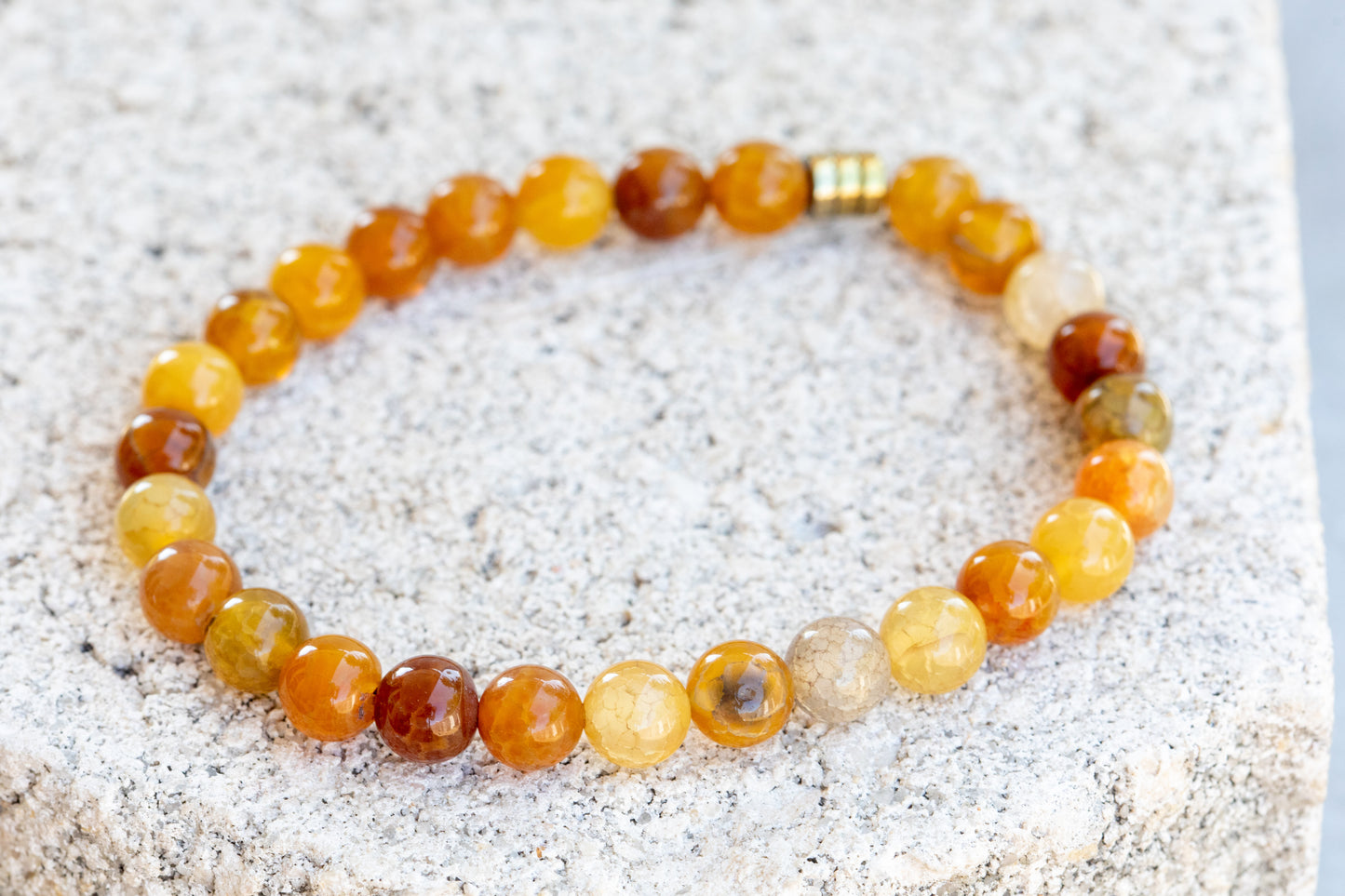 White, Yellow & Purple Agate Gemstone Crystal Bracelet