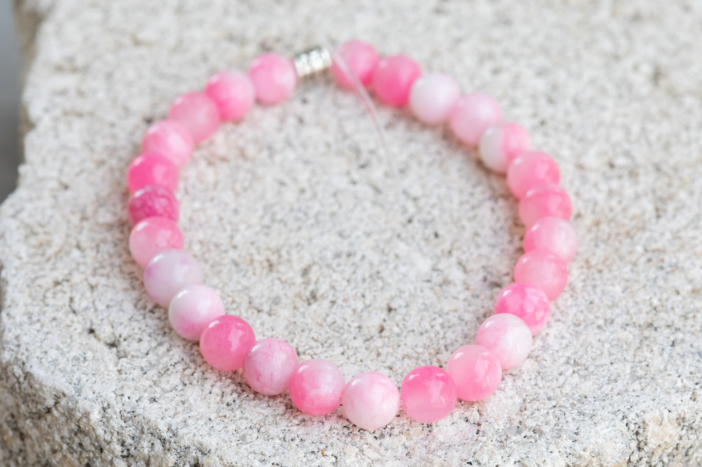 Dyed Pink, Orange, Yellow, Green Quartz Gemstone Crystal Bracelet