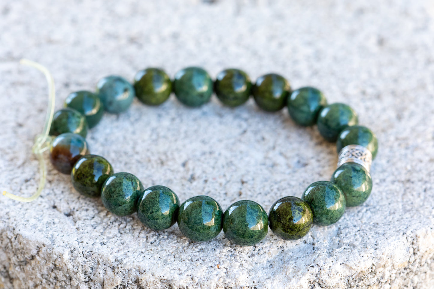 Red & Green Agate Gemstone Crystal Bracelet