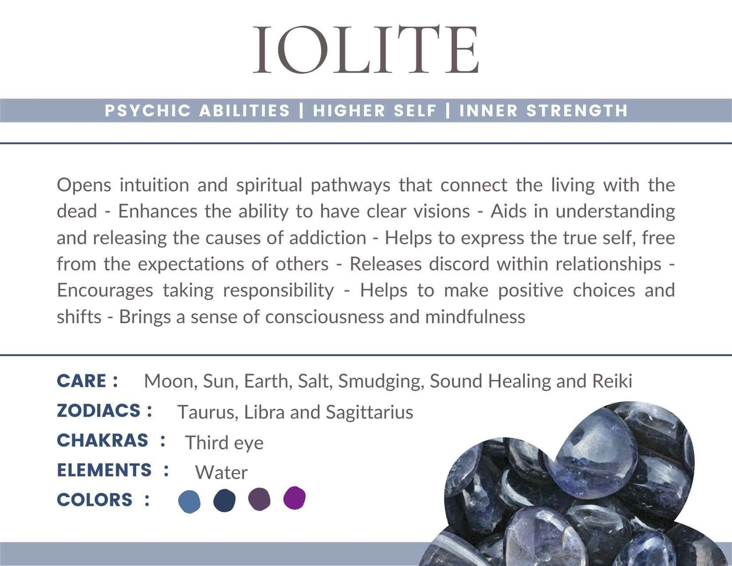 Iolite Gemstone Crystal Bracelet
