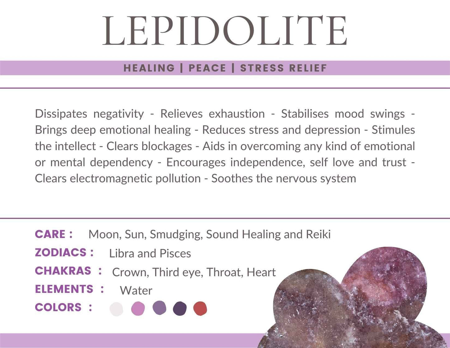 Lepidolite Gemstone Crystal Bracelet