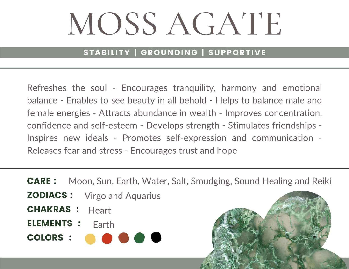 Moss Agate Gemstone Crystal Bracelet