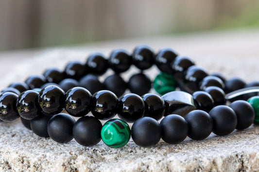Black Onyx Gemstone Crystal  Bracelet