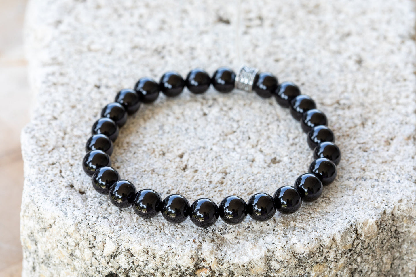 Black Onyx Gemstone Crystal  Bracelet