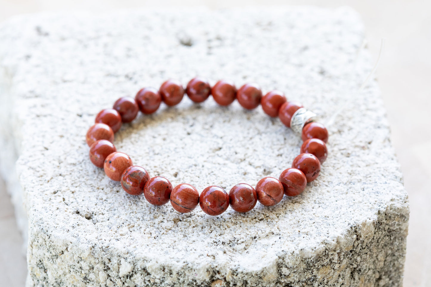 Red Brecciated Jasper Gemstone Crystal Bracelet