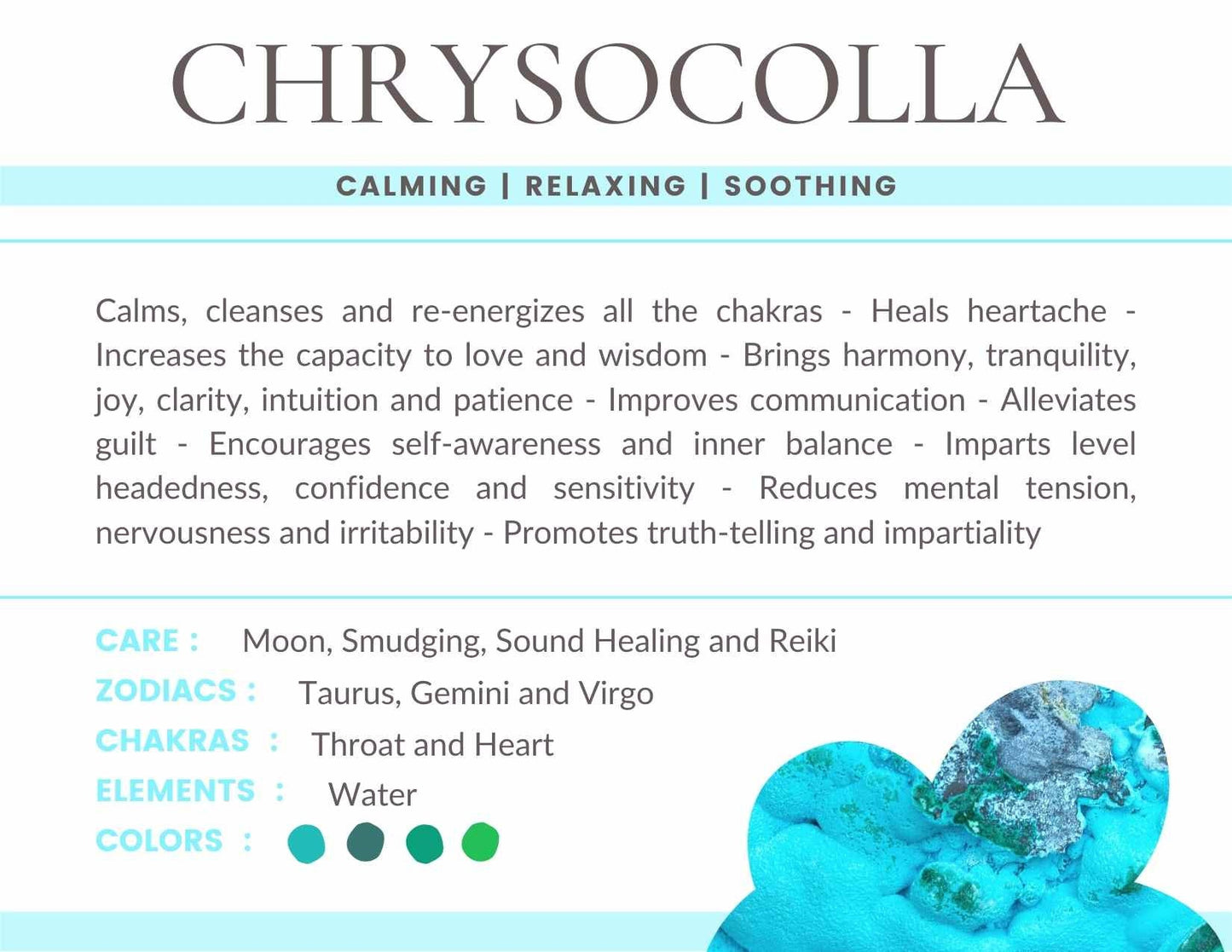 Chrysocolla Gemstone Crystal Bracelet
