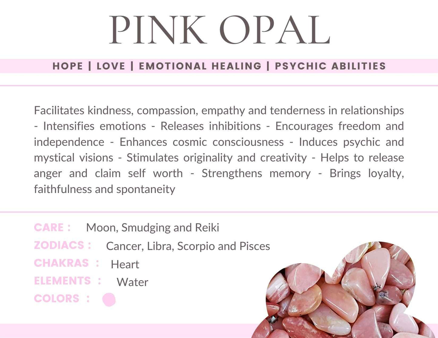 Pink Opal Gemstone Crystal Bracelet