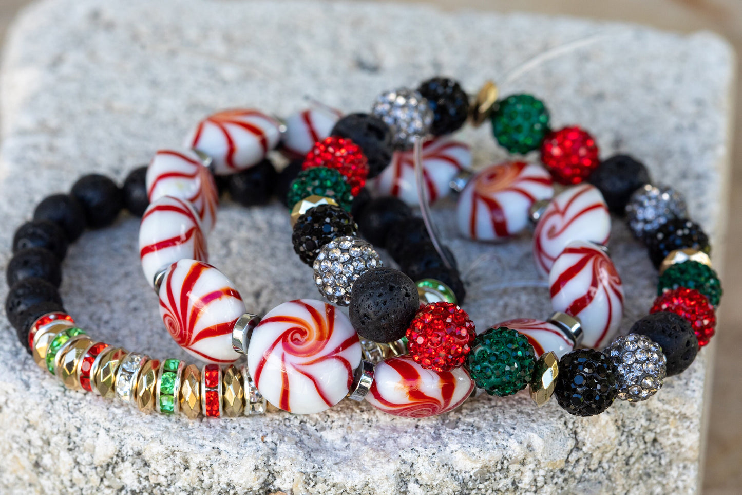 Christmas Holiday Gemstone Crystal Bracelet