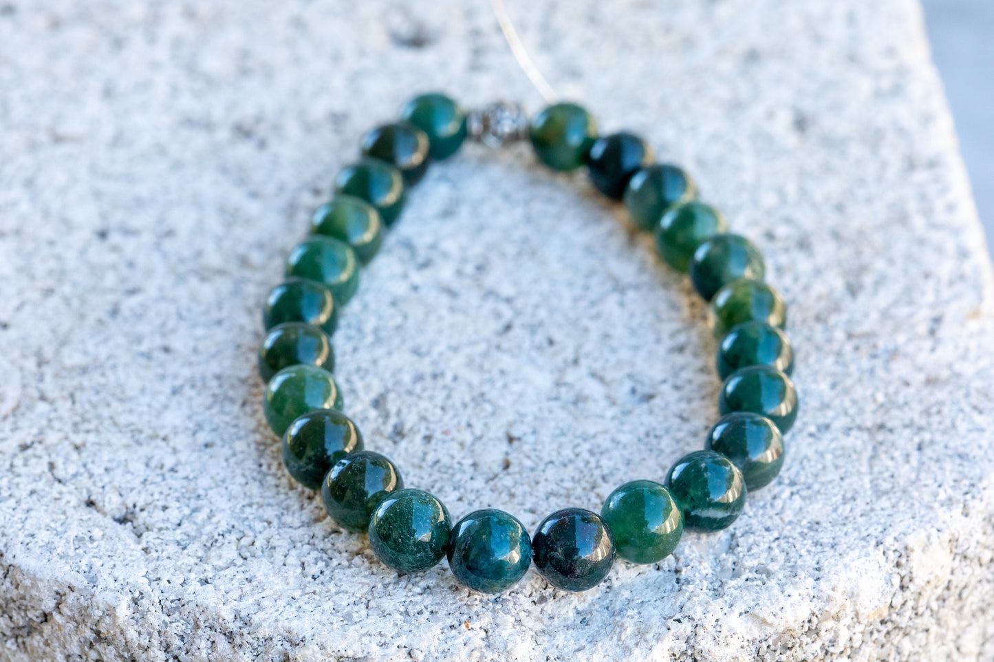 Moss Agate Gemstone Crystal Bracelet