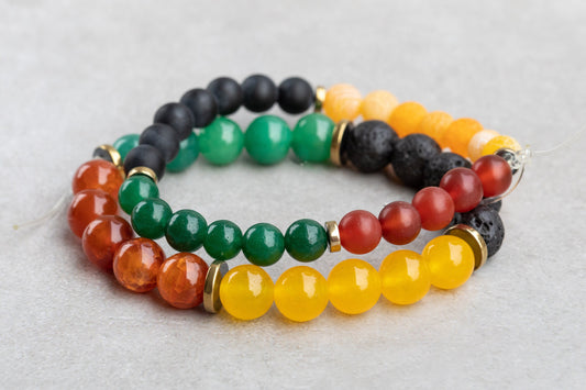 Kwanzaa/ Juneteenth Holiday Gemstone Crystal Bracelet