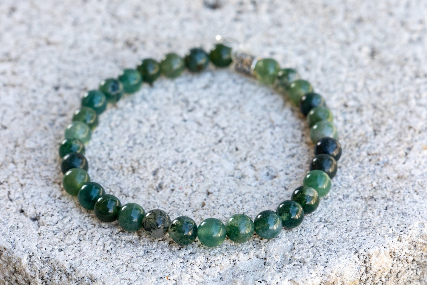 Moss Agate Gemstone Crystal Bracelet