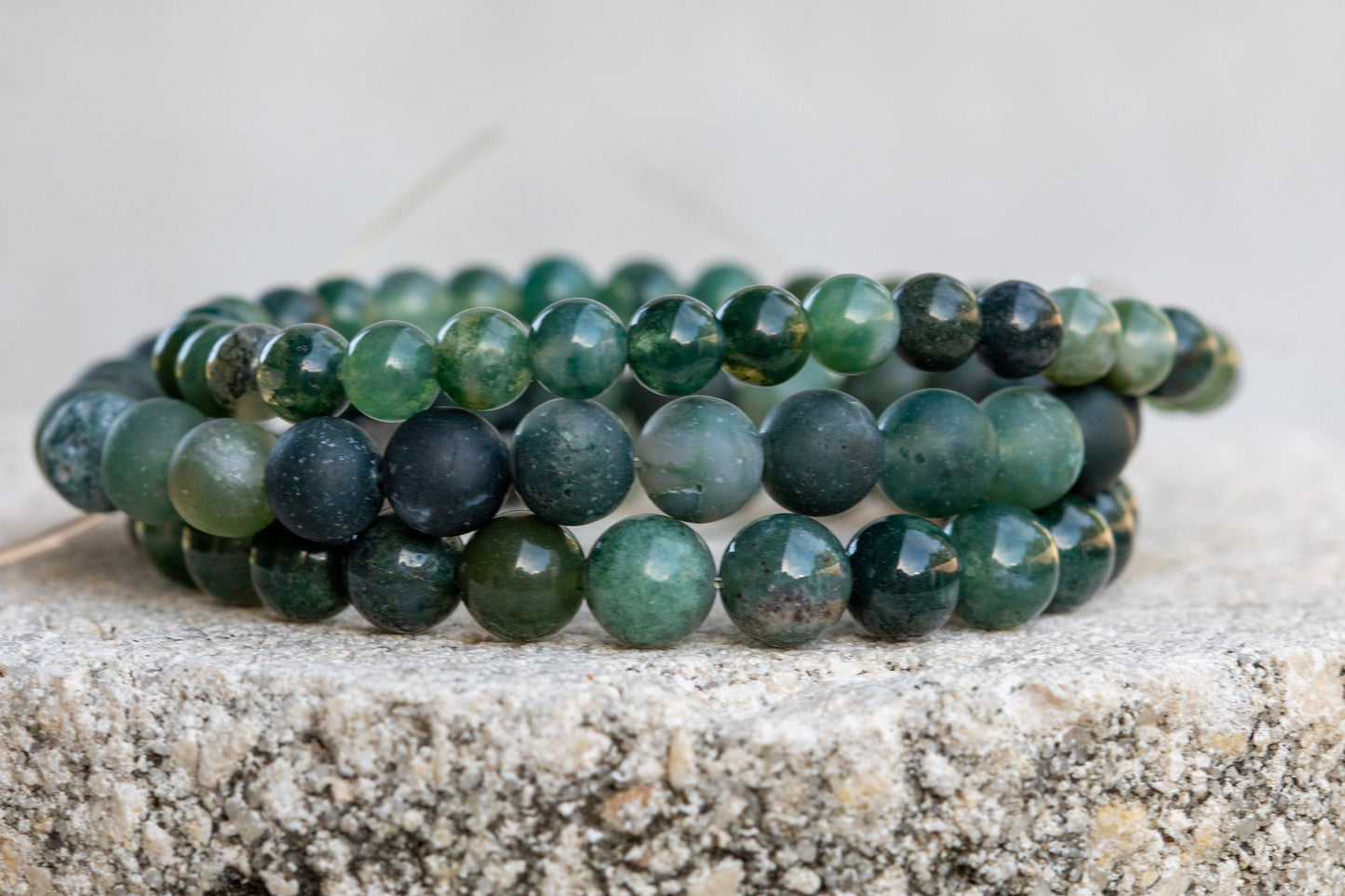 Moss Agate Gemstone Crystal Bracelet