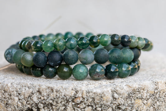 Moss Agate Gemstone Crystal Bracelet
