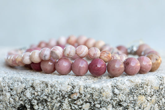 Rhodochrosite Gemstone Crystal Bracelets