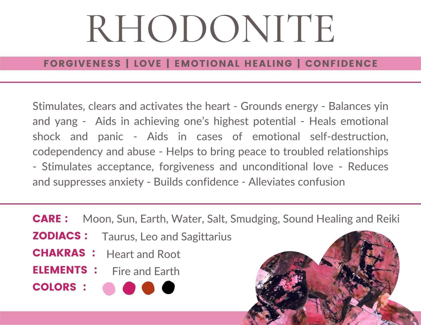 Rhodonite Gemstone Crystal Bracelets