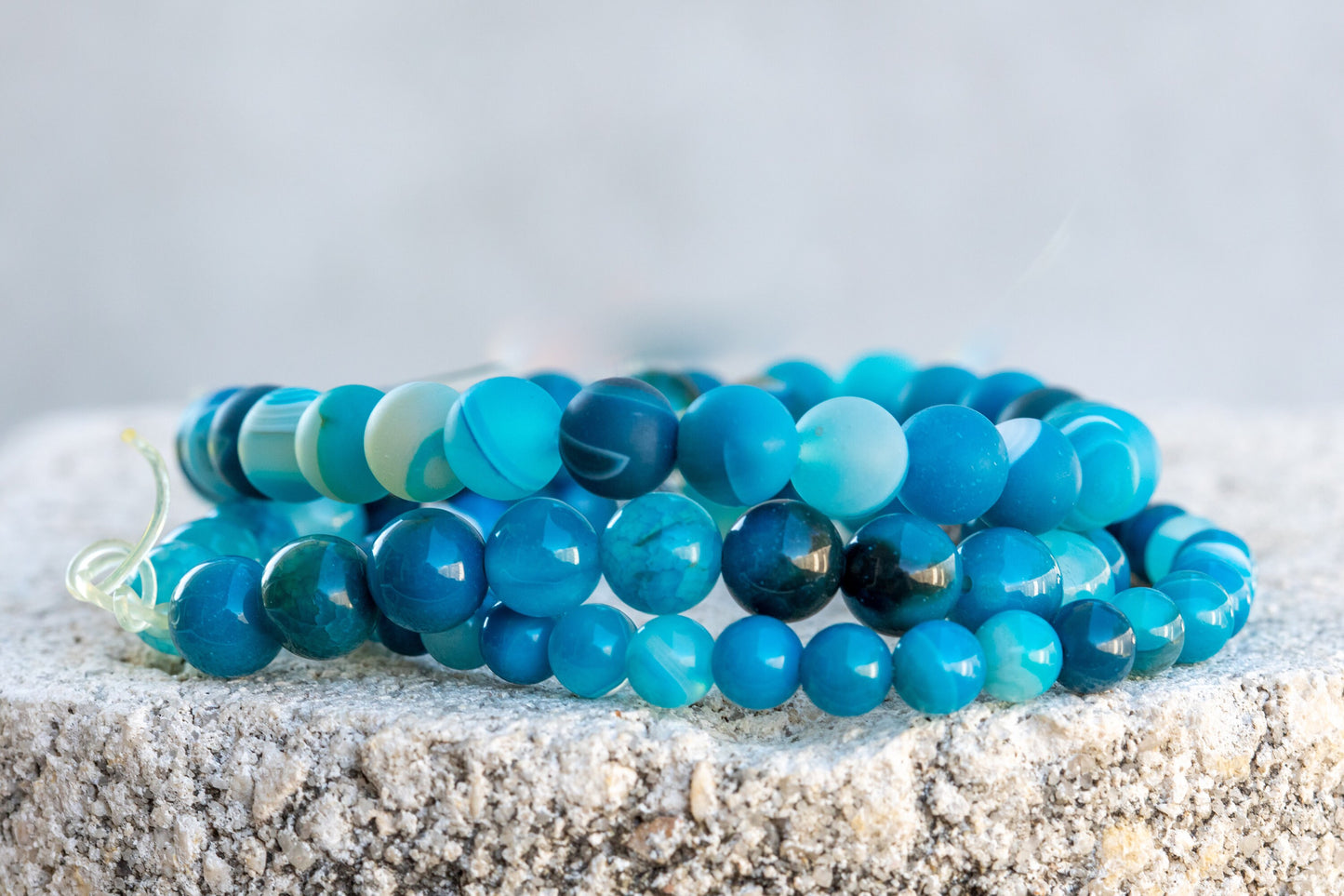 Blue Striped Agate Gemstone Crystal Bracelet