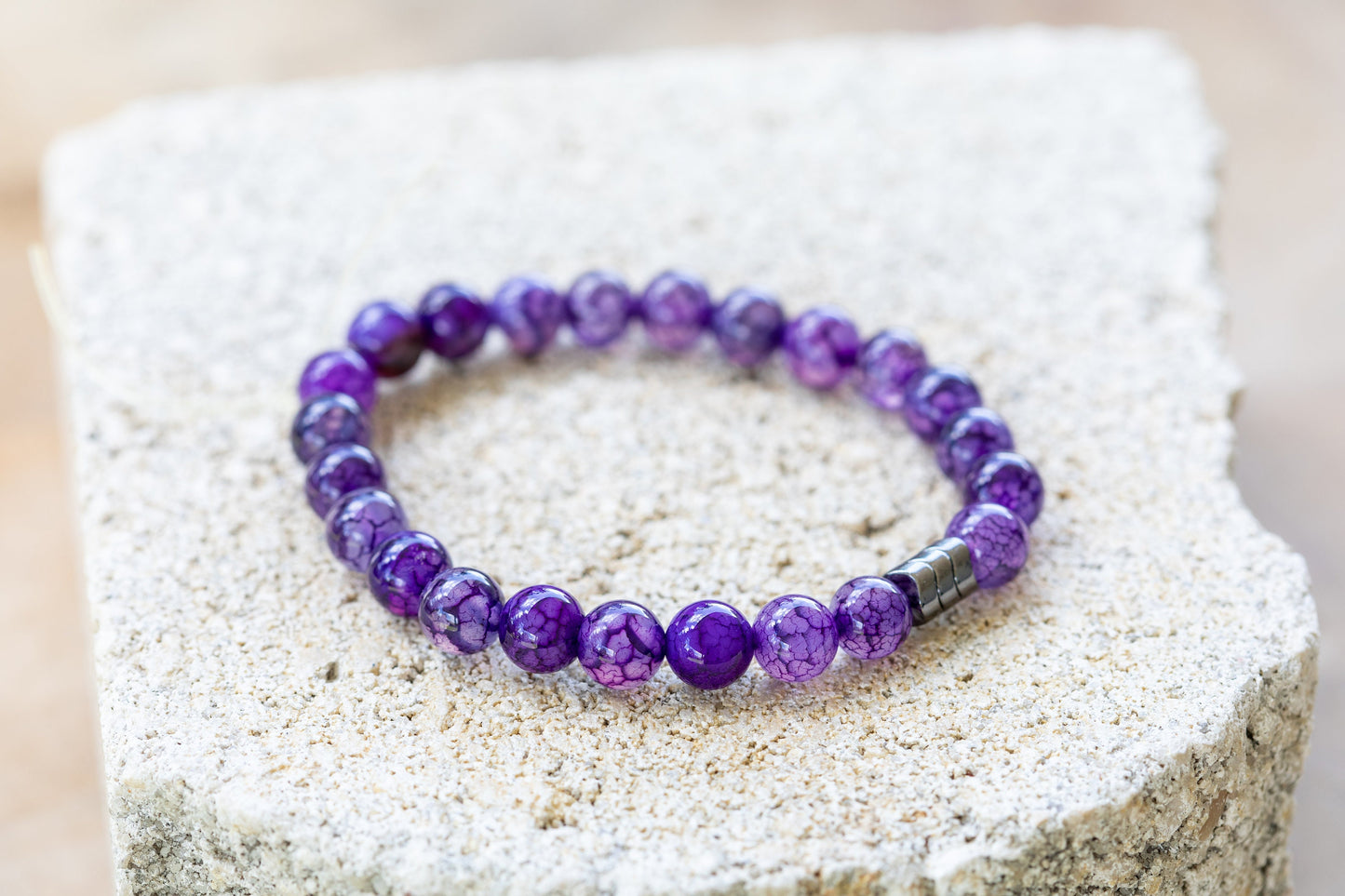 White, Yellow & Purple Agate Gemstone Crystal Bracelet