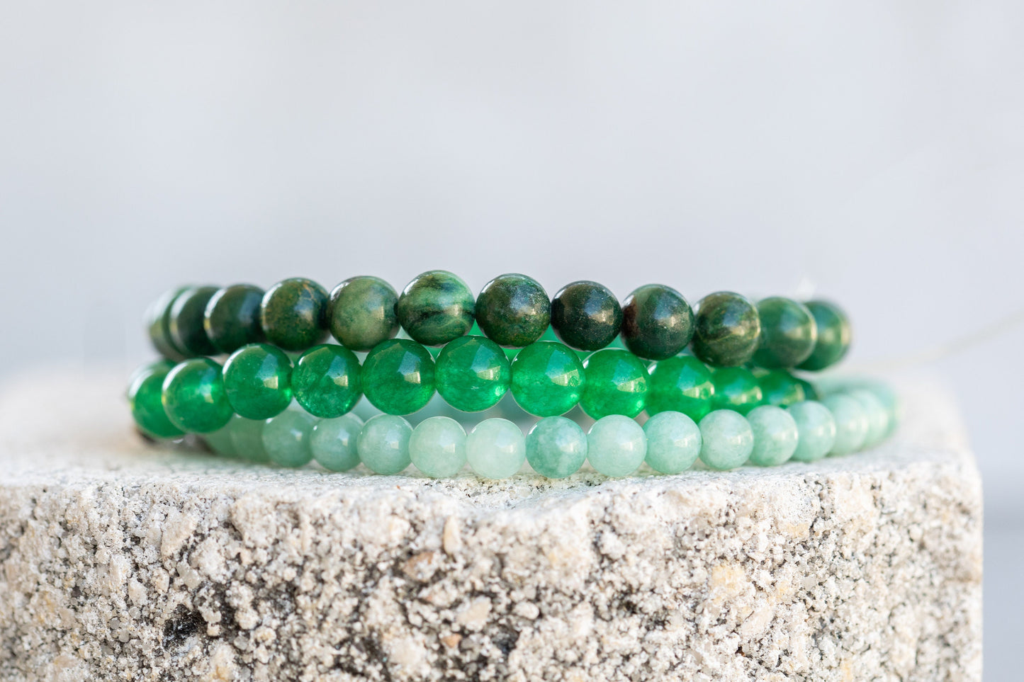 Jade Green, Blue, Purple Gemstone Crystal Bracelet