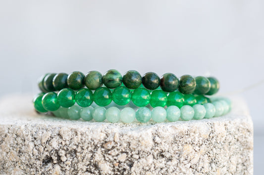 Jade Green, Blue, Purple Gemstone Crystal Bracelet