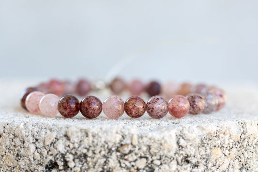 Strawberry Quartz Gemstone Crystal Bracelet