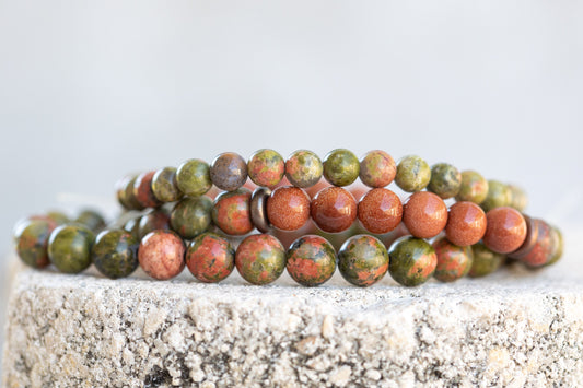Unakite Gemstone Crystal Bracelet