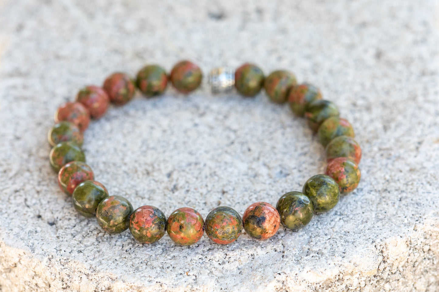 Unakite Gemstone Crystal Bracelet