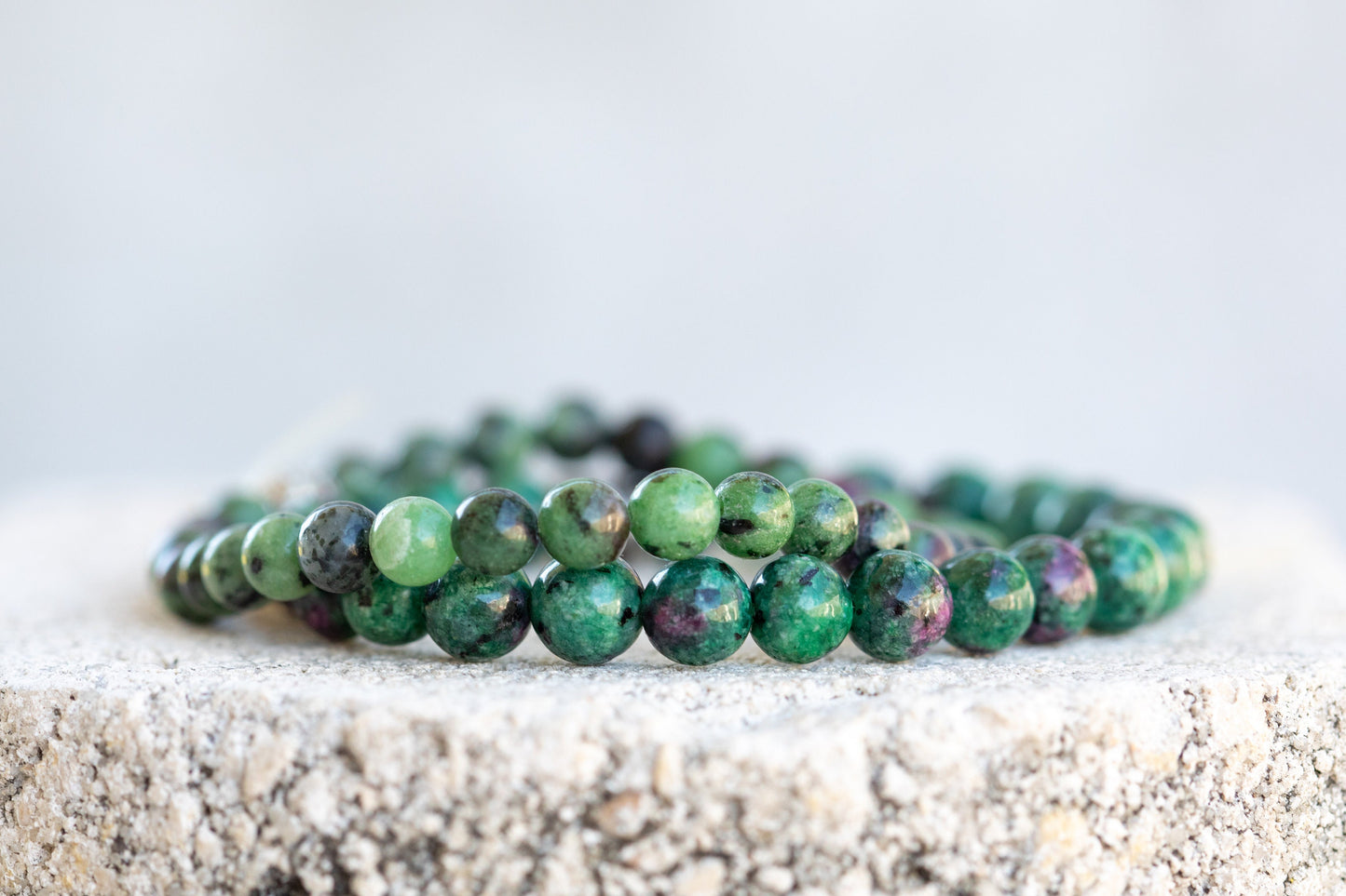 Ruby Zoisite Gemstone Crystal Bracelet