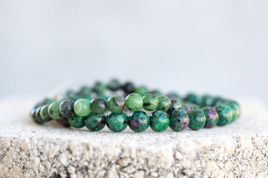 Ruby Zoisite Gemstone Crystal Bracelet