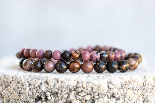 Rhodonite Gemstone Crystal Bracelets
