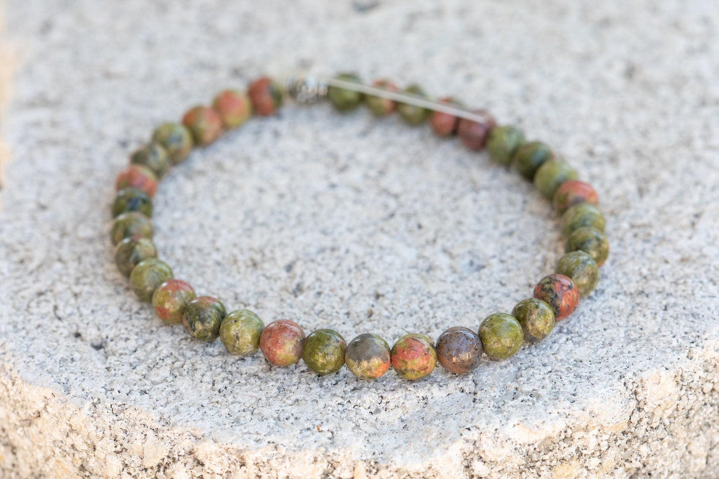 Unakite Gemstone Crystal Bracelet