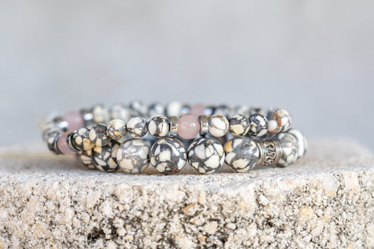 White Howlite Mix Gemstone Crystal Bracelet