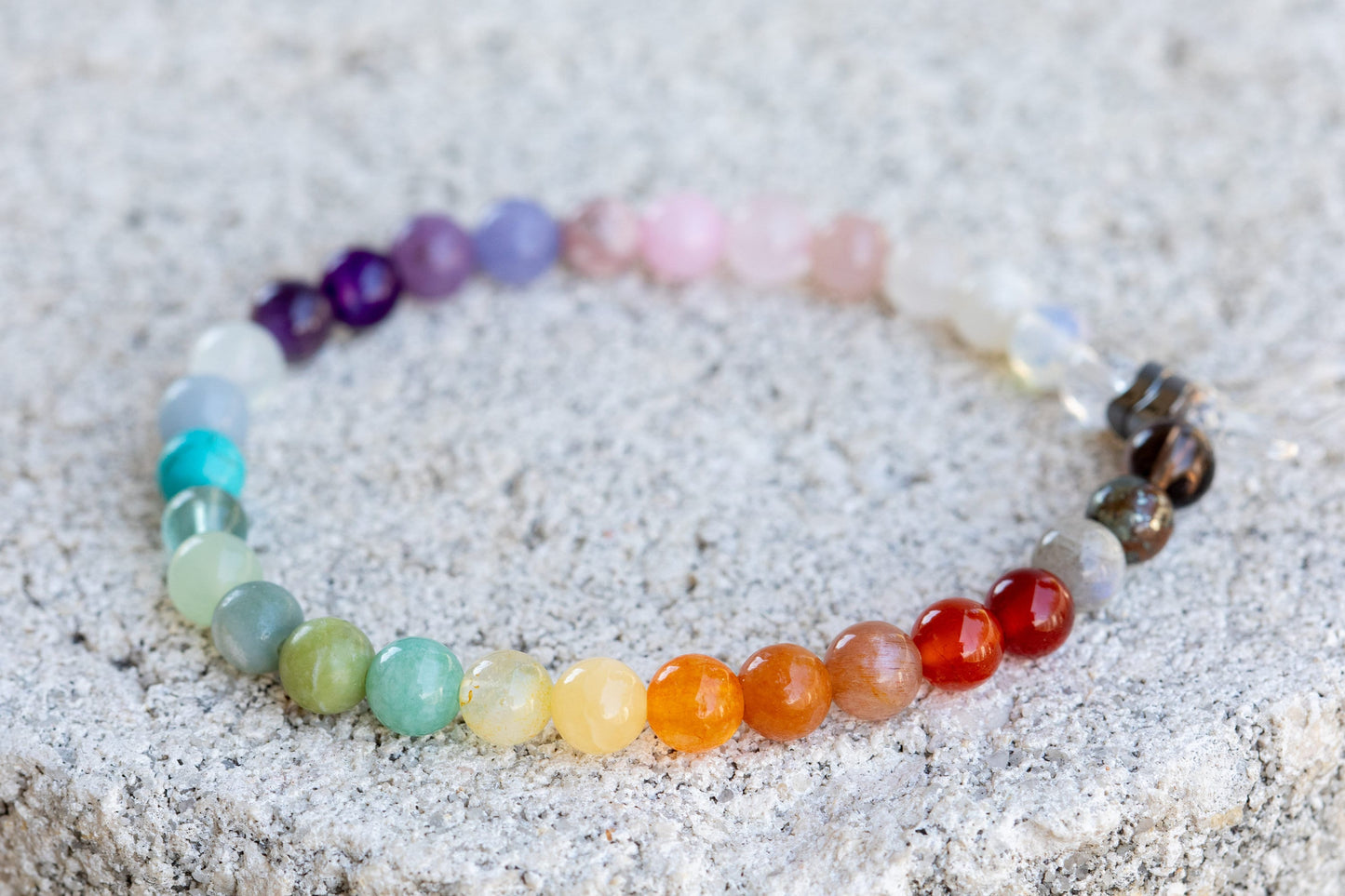Rainbow Colorful Quartz Gemstone Crystal Bracelet