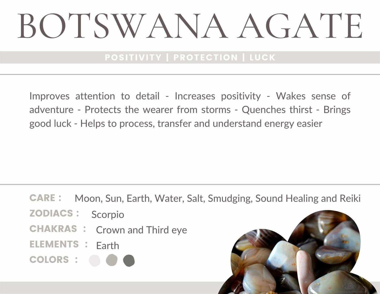 Botswana Agate Gemstone Crystal Bracelet