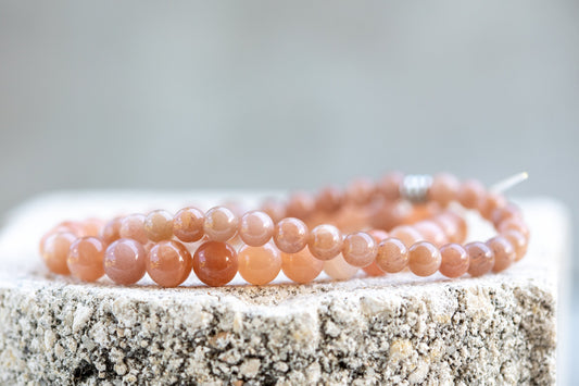 Peach Moonstone Gemstone Crystal Bracelet