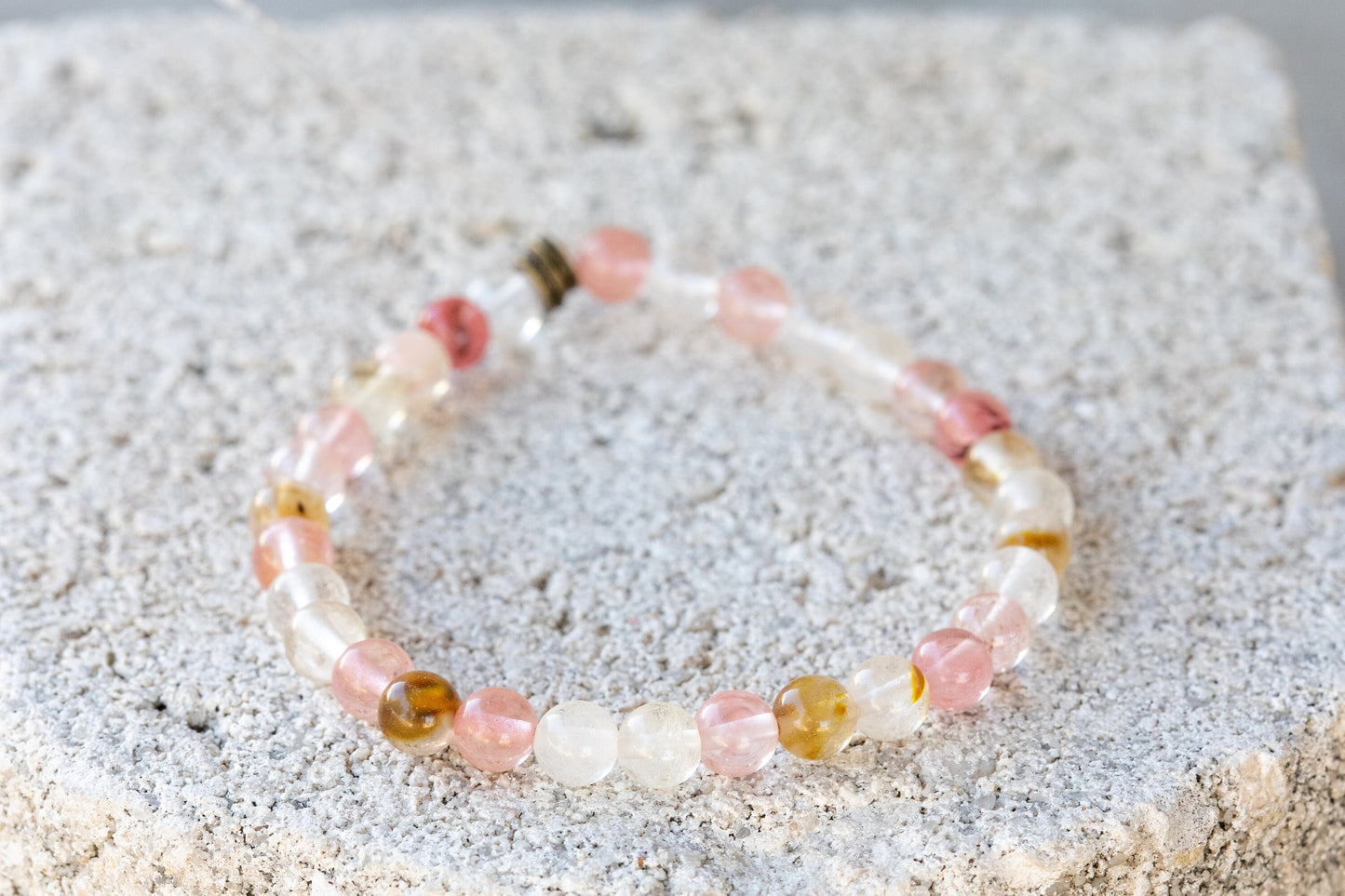 Watermelon Quartz Gemstone Crystal Bracelet