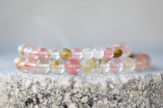 Watermelon Quartz Gemstone Crystal Bracelet