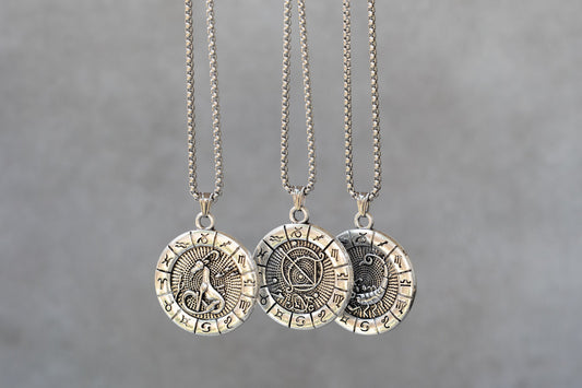 Zodiac Silver Pendant Necklace or Keychain