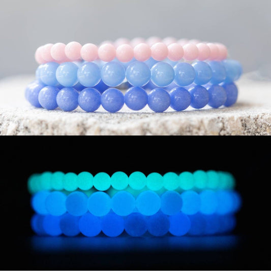 Glow-in-the-Dark Aragonite & Quartz Gemstone Crystal Bracelet