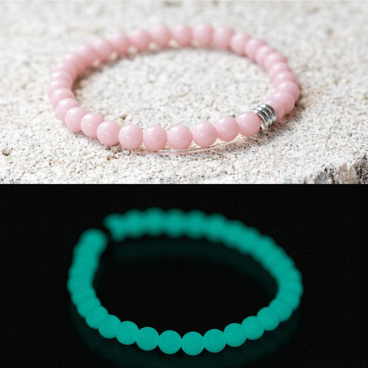 Glow-in-the-Dark Aragonite & Quartz Gemstone Crystal Bracelet