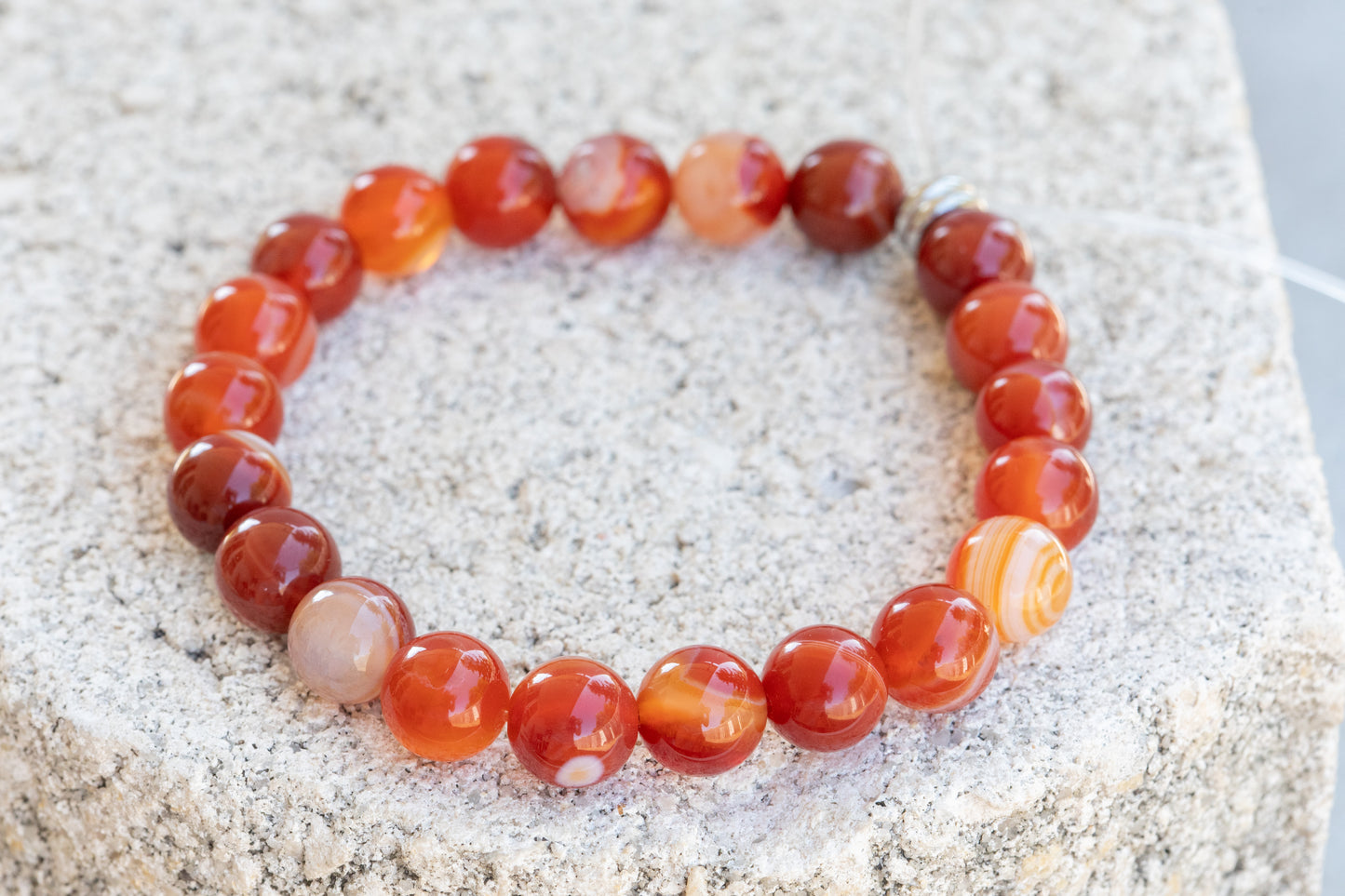 Red & Green Agate Gemstone Crystal Bracelet