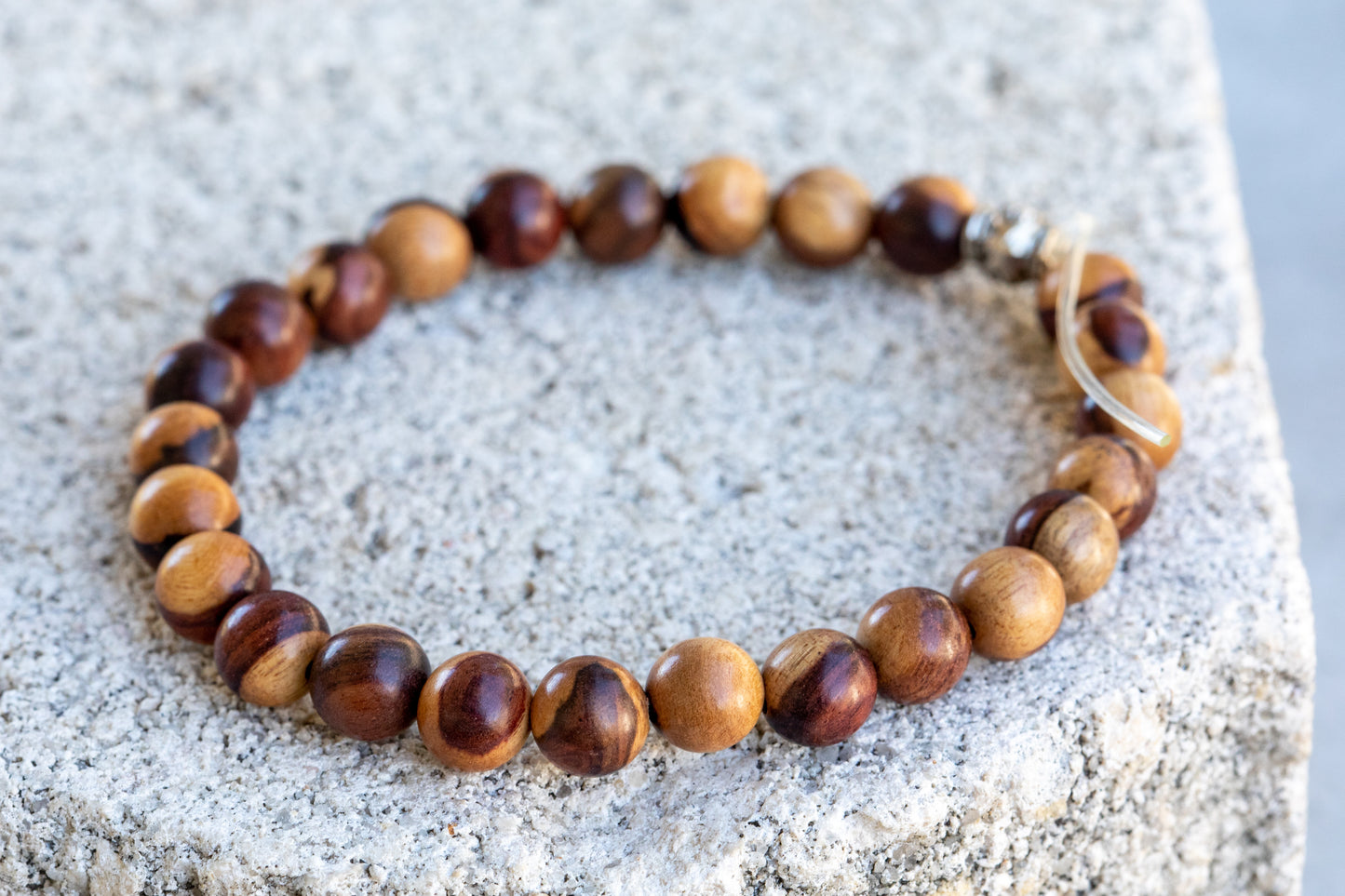 Mala Prayer Buddha Sandalwood, Rosewood, Phoebe Wood bead Bracelets